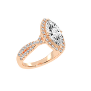 Marquise cut Halo Lab Grown Diamond Engagement Ring with Twisted Pave Setting