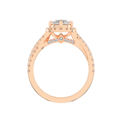 Marquise cut Halo Lab Grown Diamond Engagement Ring with Twisted Pave Setting