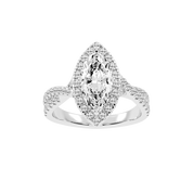 Marquise cut Halo Lab Grown Diamond Engagement Ring with Twisted Pave Setting