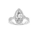 Marquise cut Halo Lab Grown Diamond Engagement Ring with Twisted Pave Setting