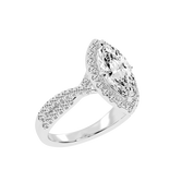 Marquise cut Halo Lab Grown Diamond Engagement Ring with Twisted Pave Setting