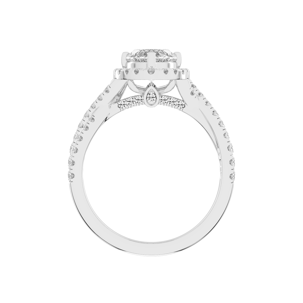 Marquise cut Halo Lab Grown Diamond Engagement Ring with Twisted Pave Setting