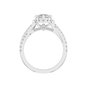 Marquise cut Halo Lab Grown Diamond Engagement Ring with Twisted Pave Setting