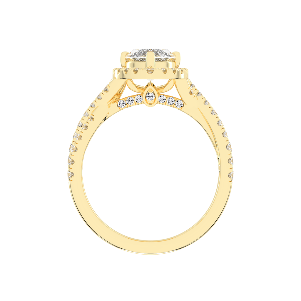 Marquise cut Halo Lab Grown Diamond Engagement Ring with Twisted Pave Setting