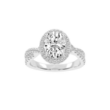 Oval cut Halo Lab Grown Diamond Engagement Ring with Twisted Pave Setting