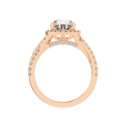 Pear cut Halo Lab Grown Diamond Engagement Ring with Twisted Pave Setting