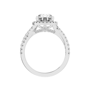 Pear cut Halo Lab Grown Diamond Engagement Ring with Twisted Pave Setting