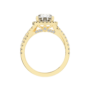 Pear cut Halo Lab Grown Diamond Engagement Ring with Twisted Pave Setting