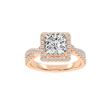 Princess cut Halo Lab Grown Diamond Engagement Ring with Twisted Pave Setting