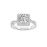 Princess cut Halo Lab Grown Diamond Engagement Ring with Twisted Pave Setting