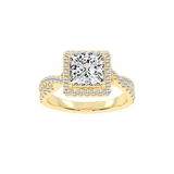 Princess cut Halo Lab Grown Diamond Engagement Ring with Twisted Pave Setting