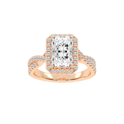 Radiant cut Halo Lab Grown Diamond Engagement Ring with Twisted Pave Setting