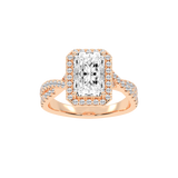 Radiant cut Halo Lab Grown Diamond Engagement Ring with Twisted Pave Setting