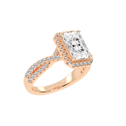 Radiant cut Halo Lab Grown Diamond Engagement Ring with Twisted Pave Setting