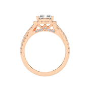 Radiant cut Halo Lab Grown Diamond Engagement Ring with Twisted Pave Setting