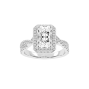 Radiant cut Halo Lab Grown Diamond Engagement Ring with Twisted Pave Setting