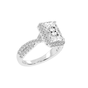 Radiant cut Halo Lab Grown Diamond Engagement Ring with Twisted Pave Setting