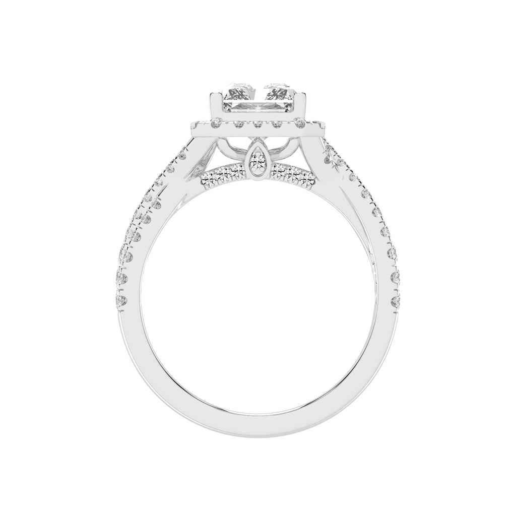 Radiant cut Halo Lab Grown Diamond Engagement Ring with Twisted Pave Setting