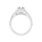 Radiant cut Halo Lab Grown Diamond Engagement Ring with Twisted Pave Setting