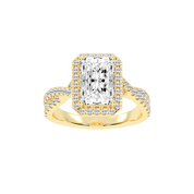Radiant cut Halo Lab Grown Diamond Engagement Ring with Twisted Pave Setting