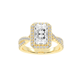 Radiant cut Halo Lab Grown Diamond Engagement Ring with Twisted Pave Setting