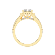 Radiant cut Halo Lab Grown Diamond Engagement Ring with Twisted Pave Setting