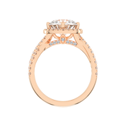Round cut Halo Lab Grown Diamond Engagement Ring with Twisted Pave Setting