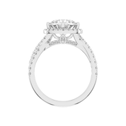 Round cut Halo Lab Grown Diamond Engagement Ring with Twisted Pave Setting