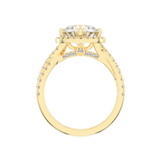 Round cut Halo Lab Grown Diamond Engagement Ring with Twisted Pave Setting