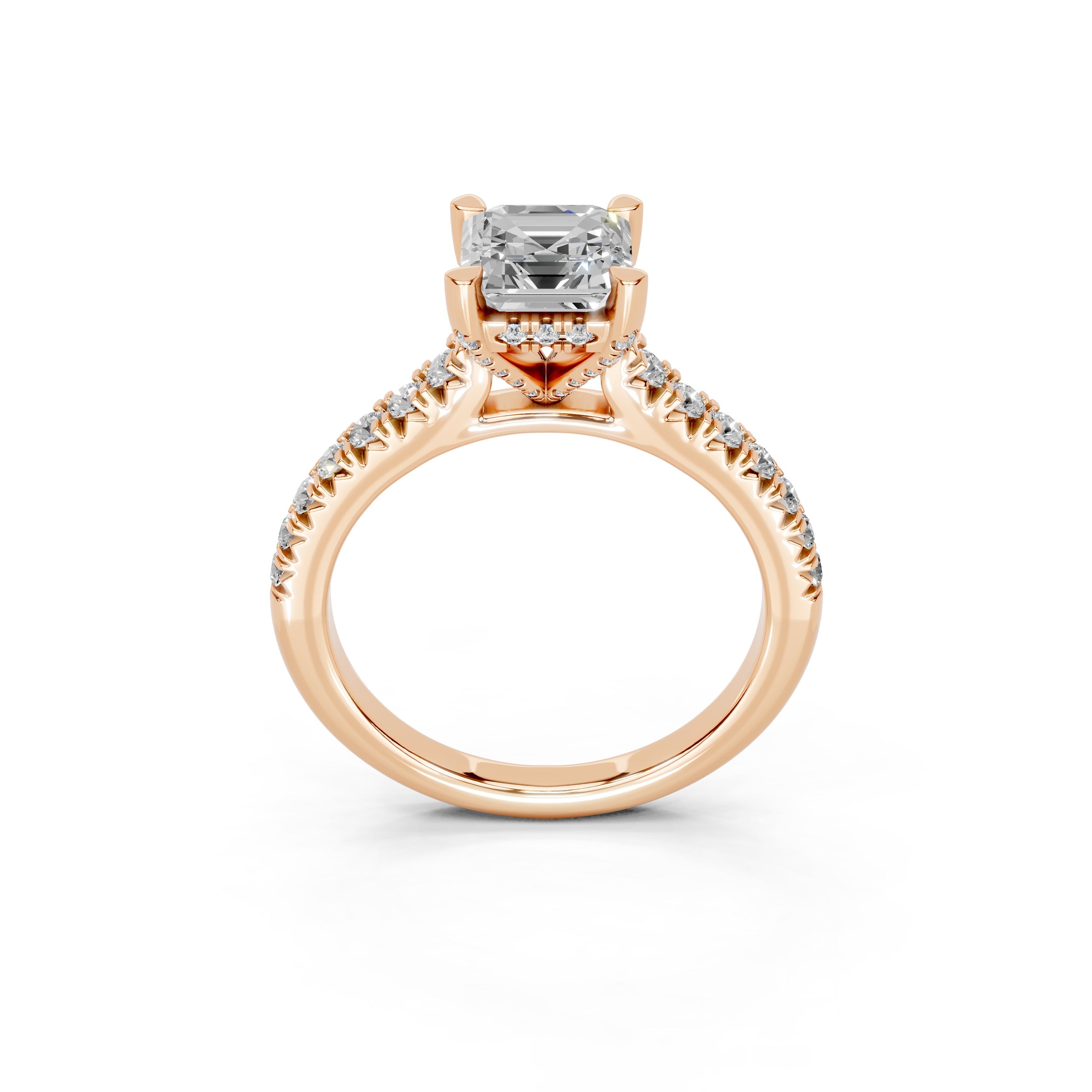 Asscher cut Pave Lab Grown Diamond Engagement Ring
