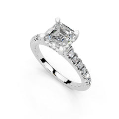 Asscher cut Pave Lab Grown Diamond Engagement Ring