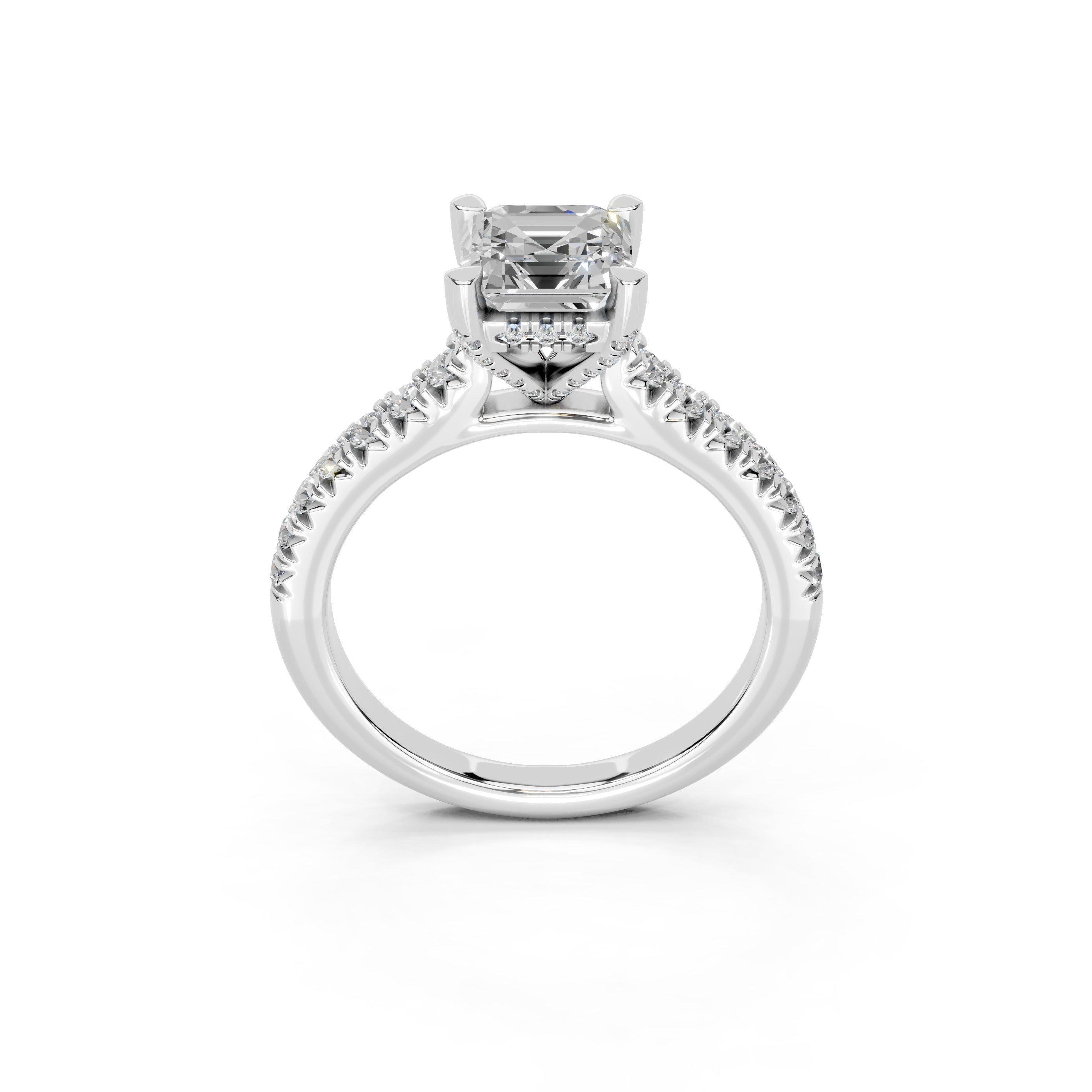 Asscher cut Pave Lab Grown Diamond Engagement Ring