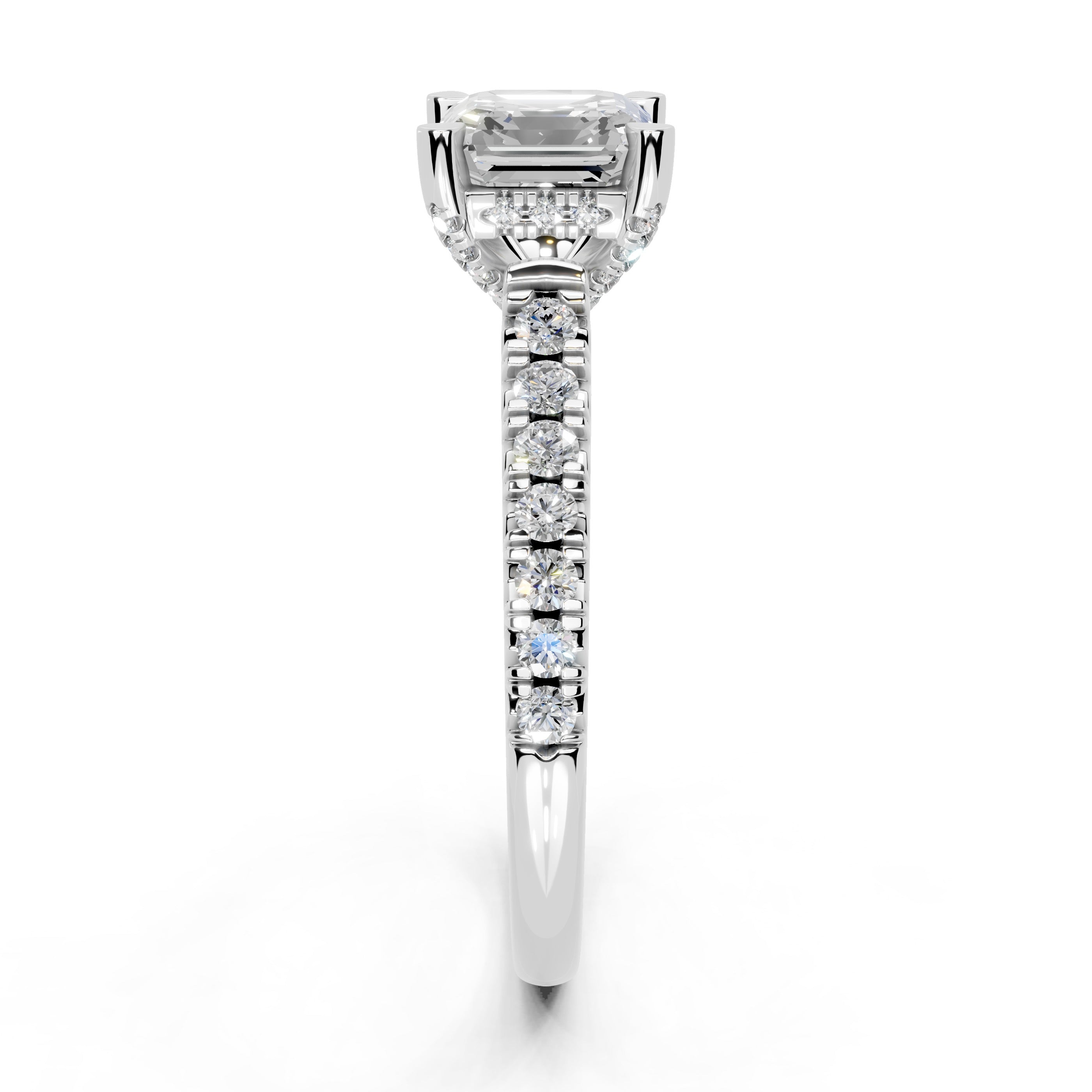 Asscher cut Pave Lab Grown Diamond Engagement Ring