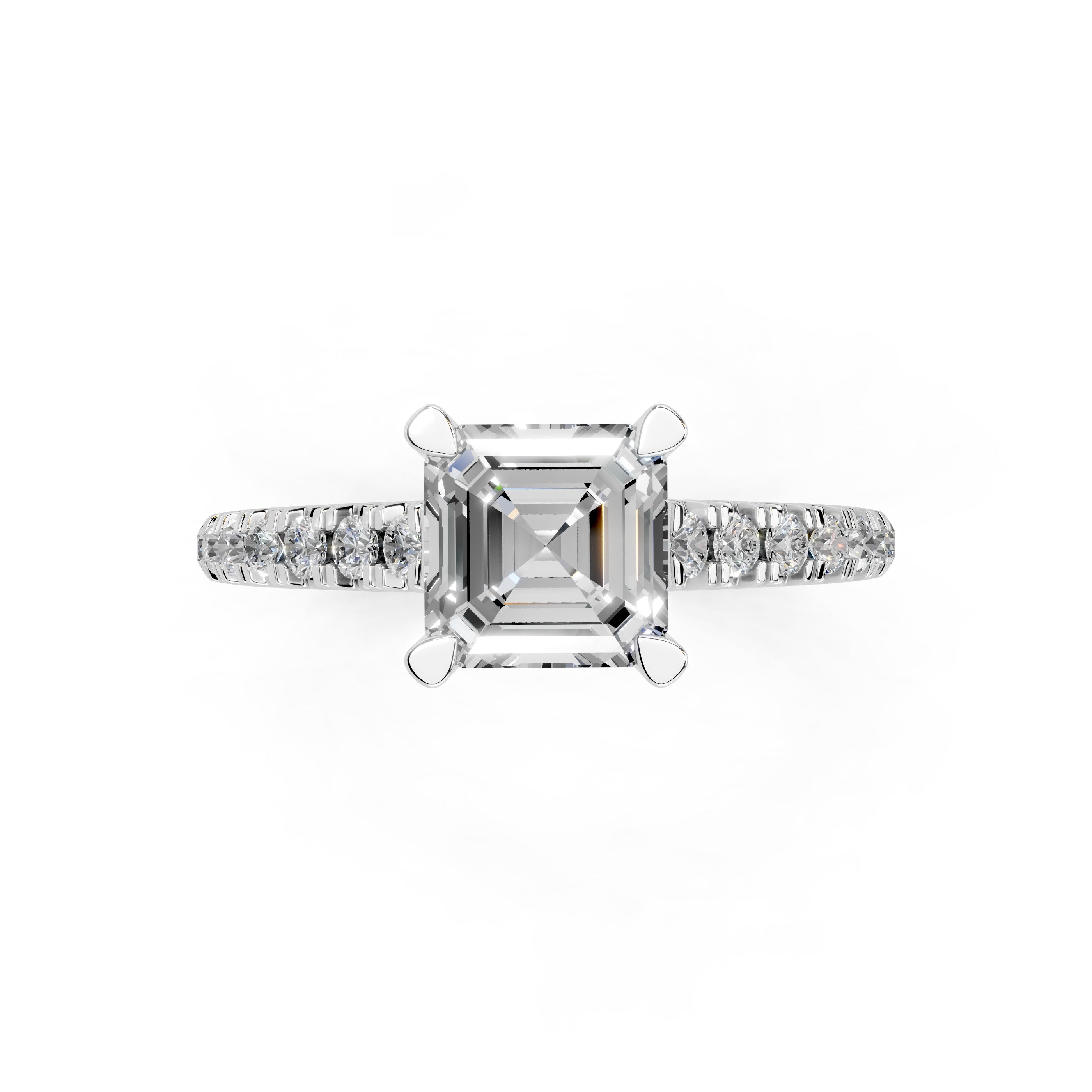 Asscher cut Pave Lab Grown Diamond Engagement Ring