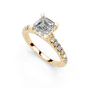 Asscher cut Pave Lab Grown Diamond Engagement Ring