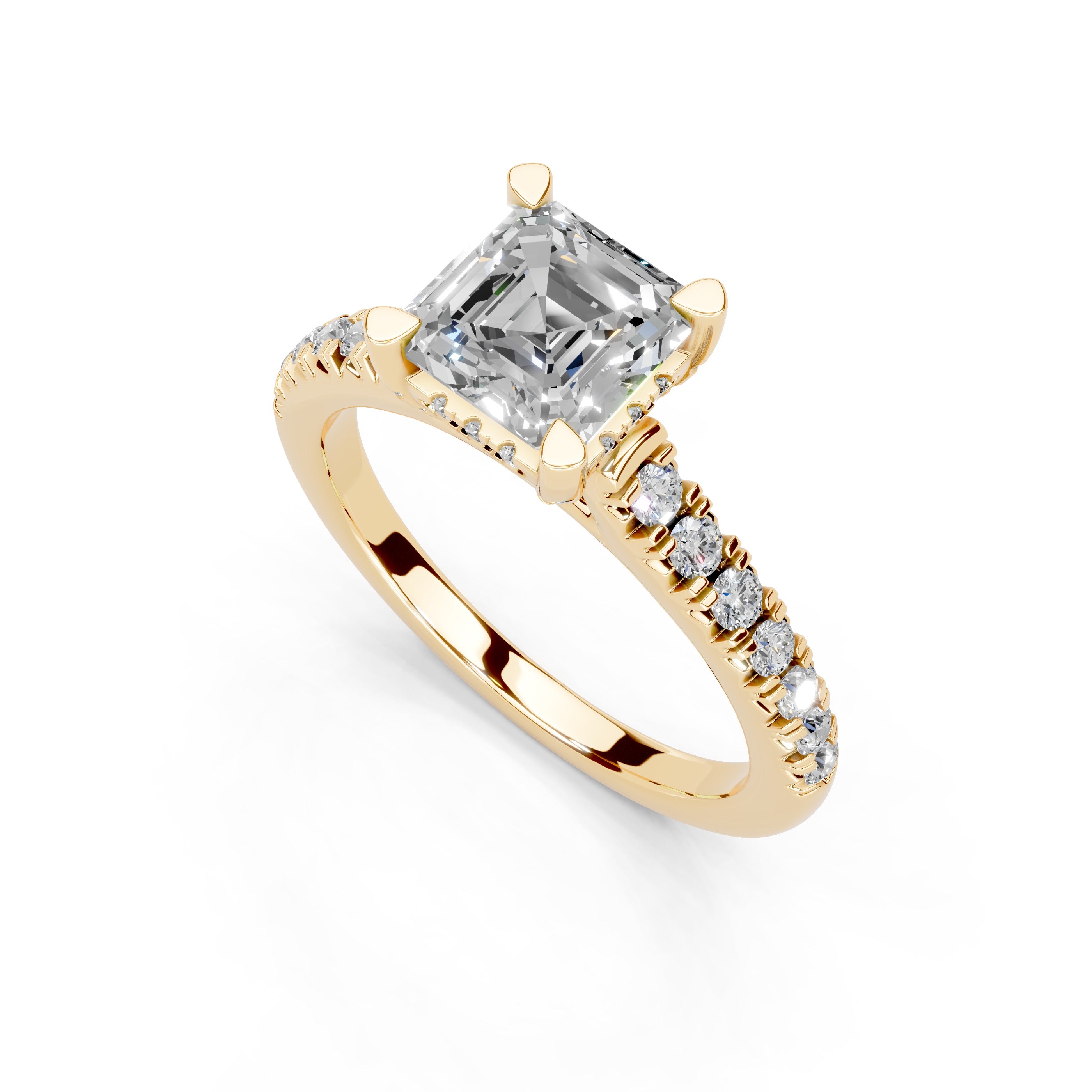 Asscher cut Pave Lab Grown Diamond Engagement Ring