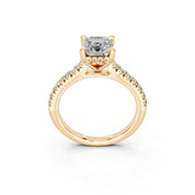 Asscher cut Pave Lab Grown Diamond Engagement Ring