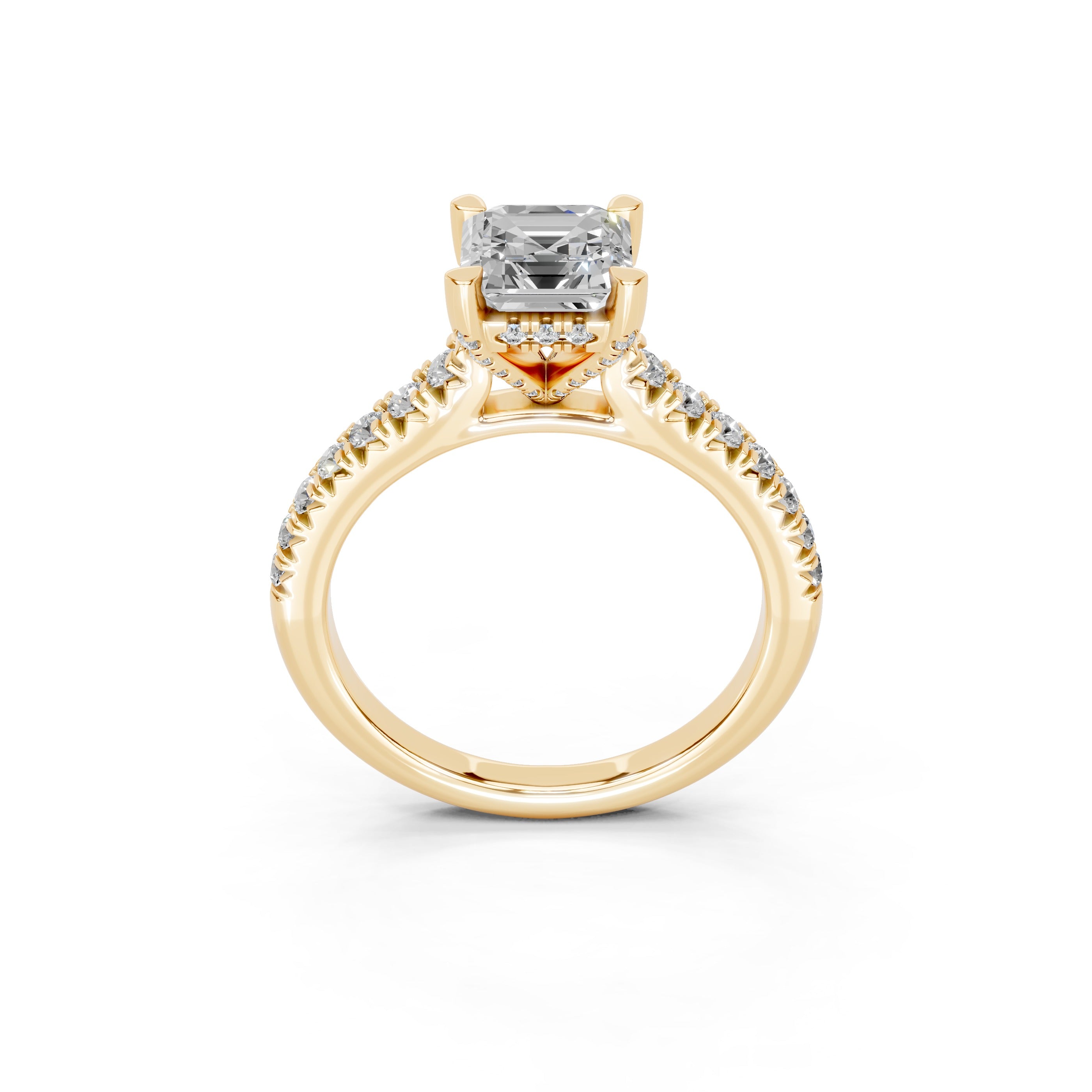Asscher cut Pave Lab Grown Diamond Engagement Ring