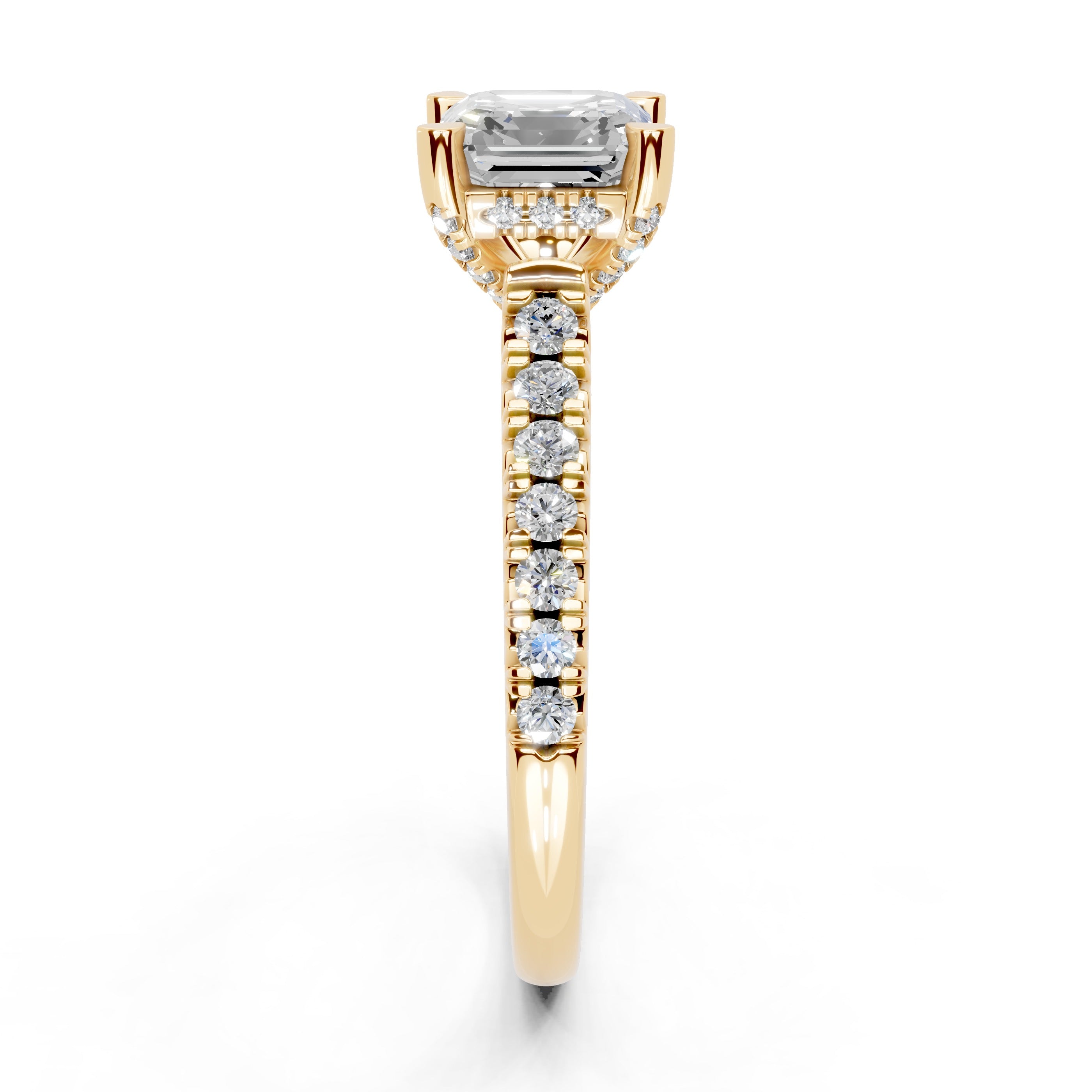 Asscher cut Pave Lab Grown Diamond Engagement Ring