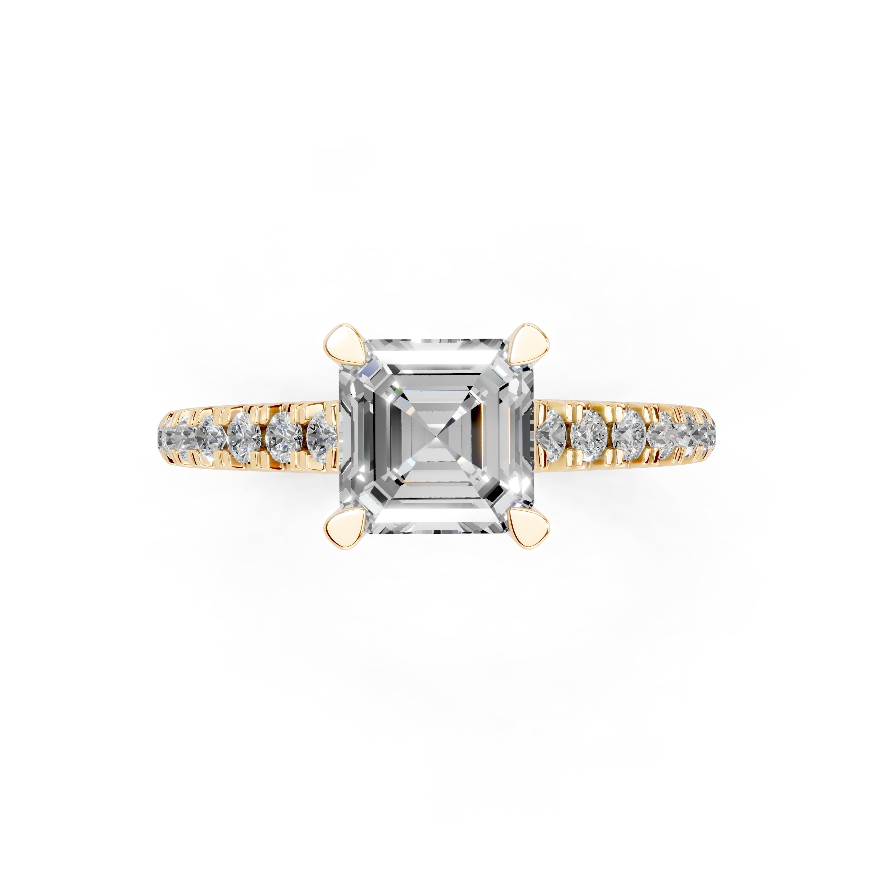 Asscher cut Pave Lab Grown Diamond Engagement Ring