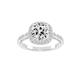 Cushion Cut Halo Lab Grown Diamond Engagement Ring