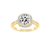 Cushion Cut Halo Lab Grown Diamond Engagement Ring