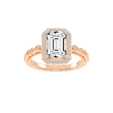 Emerald Cut Halo Lab Grown Diamond Engagement Ring