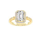 Emerald Cut Halo Lab Grown Diamond Engagement Ring