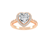 Heart Cut Halo Lab Grown Diamond Engagement Ring
