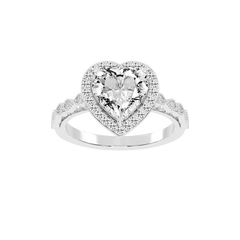 Heart Cut Halo Lab Grown Diamond Engagement Ring