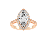 Marquise Cut Halo Lab Grown Diamond Engagement Ring