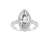 Marquise Cut Halo Lab Grown Diamond Engagement Ring