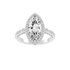 Marquise Cut Halo Lab Grown Diamond Engagement Ring