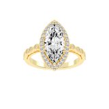 Marquise Cut Halo Lab Grown Diamond Engagement Ring